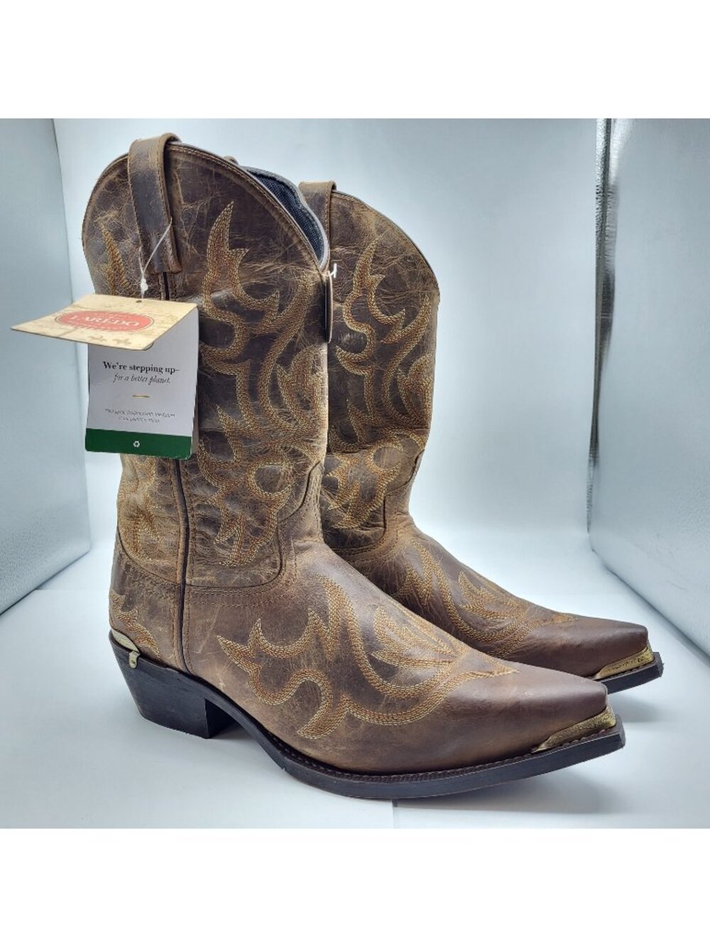 Laredo Men's 10.5 D Jameson Embroidered Snip Toe Western Boots Mid Calf Rodeo